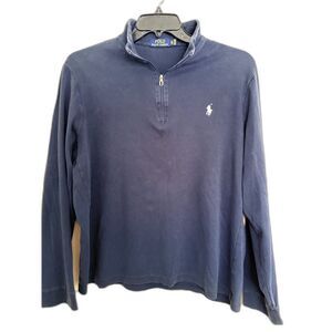 Polo Ralph Lauren Men’s XL Navy Blue 1/4 Zip Pullover - 100% Pima Cotton